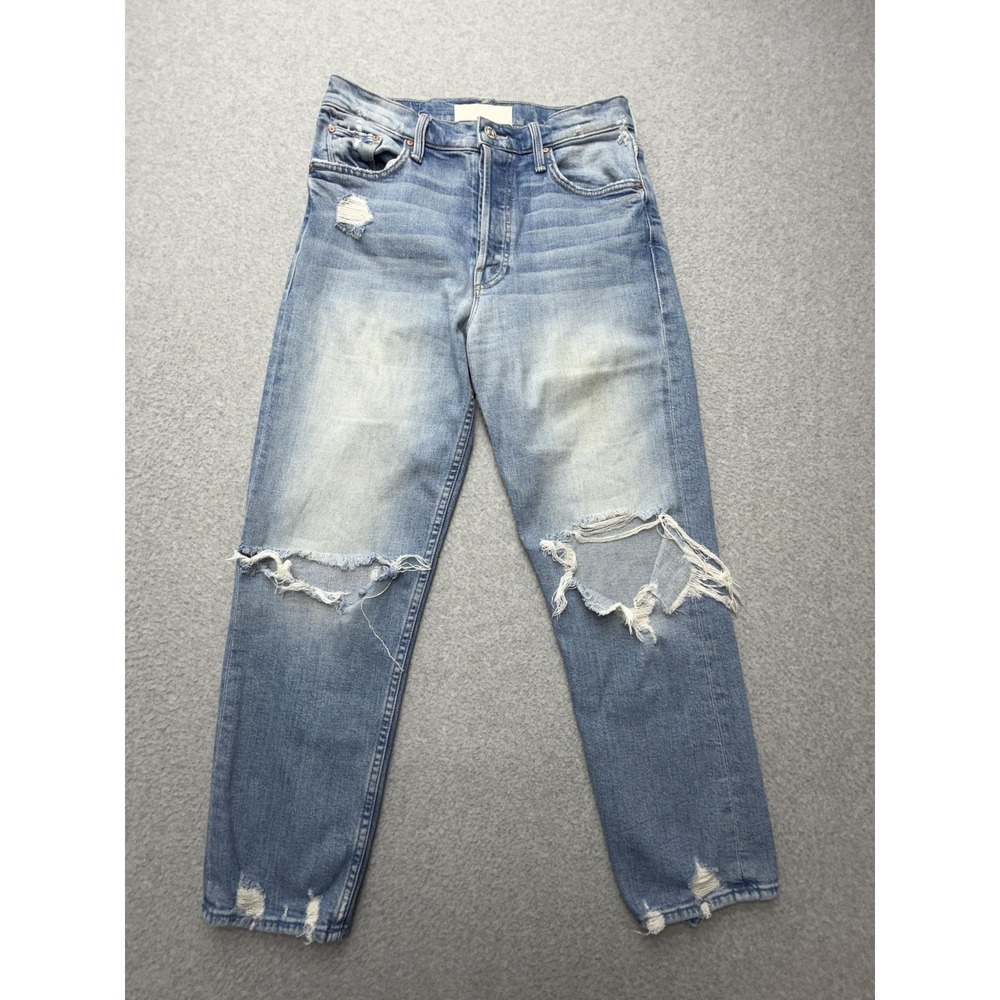 Mother Superior Jeans Womens 28 High Rise Distressed Relaxed Straight Blue Denim